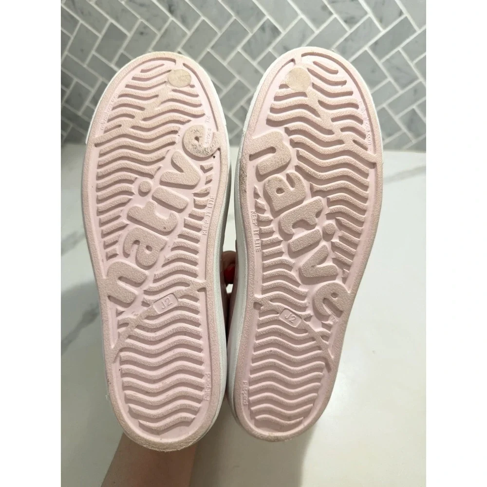 Native Jefferson Kid's Slip-On Shoe/Sneaker - Milk Pink/Shell White, Size: J3